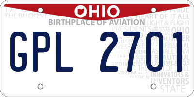 OH license plate GPL2701