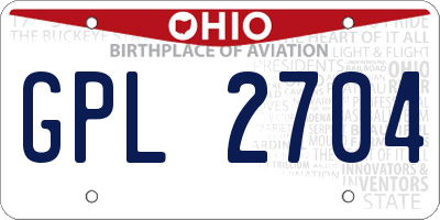 OH license plate GPL2704