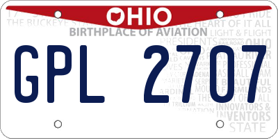 OH license plate GPL2707