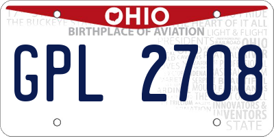 OH license plate GPL2708
