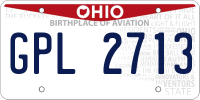 OH license plate GPL2713