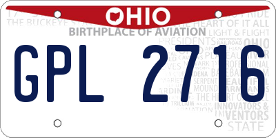 OH license plate GPL2716