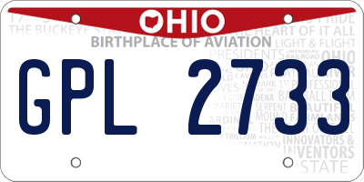 OH license plate GPL2733