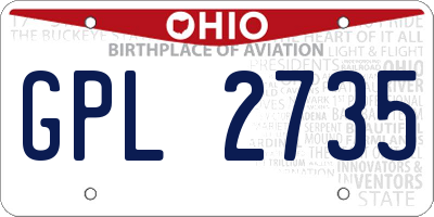 OH license plate GPL2735