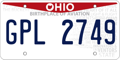 OH license plate GPL2749