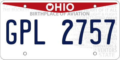 OH license plate GPL2757