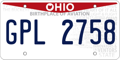 OH license plate GPL2758
