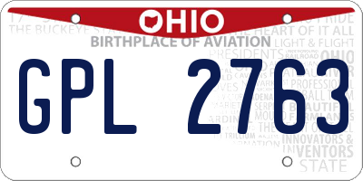 OH license plate GPL2763