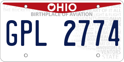 OH license plate GPL2774