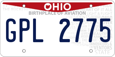 OH license plate GPL2775