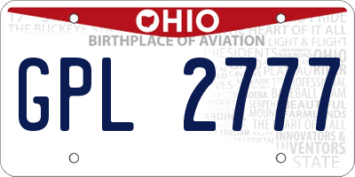 OH license plate GPL2777
