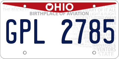 OH license plate GPL2785