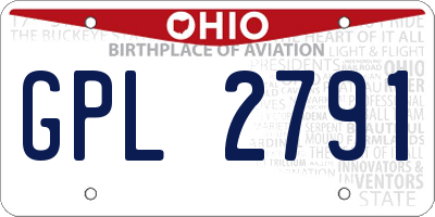 OH license plate GPL2791
