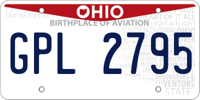 OH license plate GPL2795