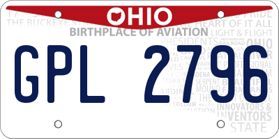OH license plate GPL2796
