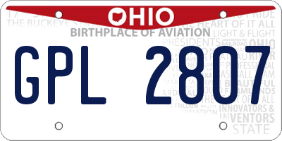OH license plate GPL2807