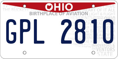 OH license plate GPL2810