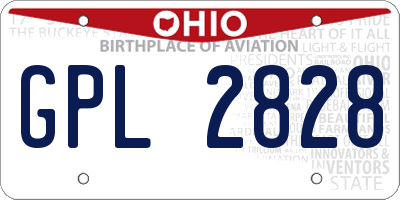 OH license plate GPL2828