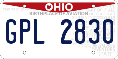 OH license plate GPL2830