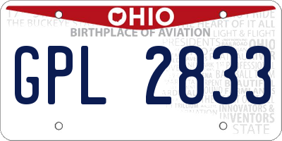 OH license plate GPL2833