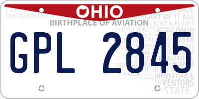 OH license plate GPL2845