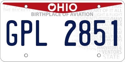 OH license plate GPL2851