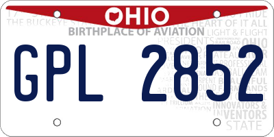 OH license plate GPL2852