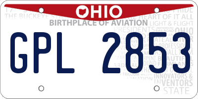 OH license plate GPL2853