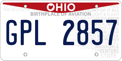 OH license plate GPL2857