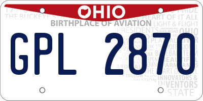 OH license plate GPL2870