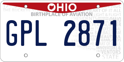 OH license plate GPL2871