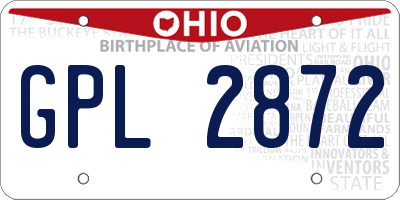 OH license plate GPL2872