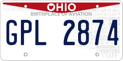 OH license plate GPL2874