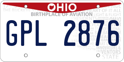 OH license plate GPL2876