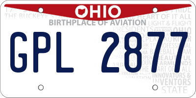 OH license plate GPL2877