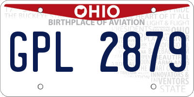 OH license plate GPL2879
