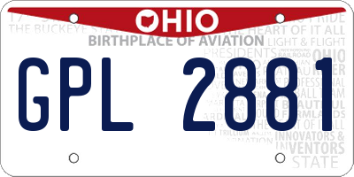 OH license plate GPL2881