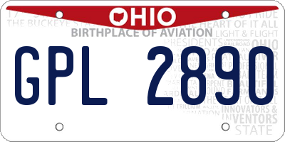 OH license plate GPL2890