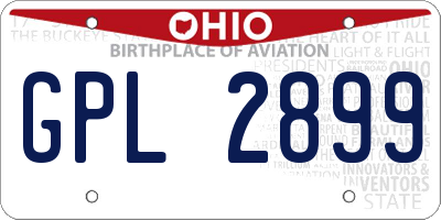 OH license plate GPL2899