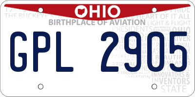 OH license plate GPL2905