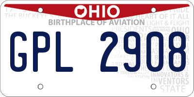 OH license plate GPL2908