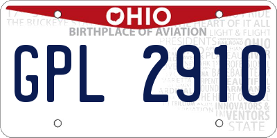 OH license plate GPL2910