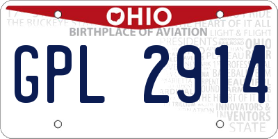 OH license plate GPL2914