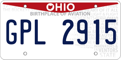 OH license plate GPL2915