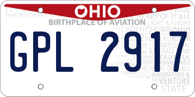 OH license plate GPL2917