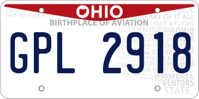 OH license plate GPL2918