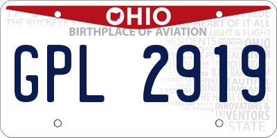 OH license plate GPL2919