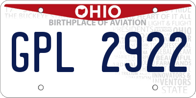 OH license plate GPL2922