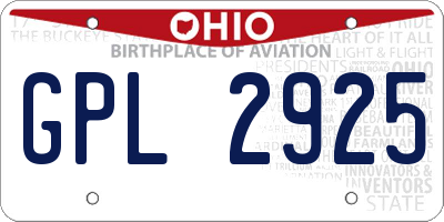 OH license plate GPL2925