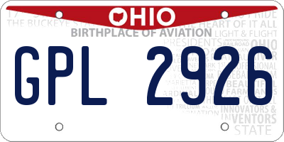 OH license plate GPL2926